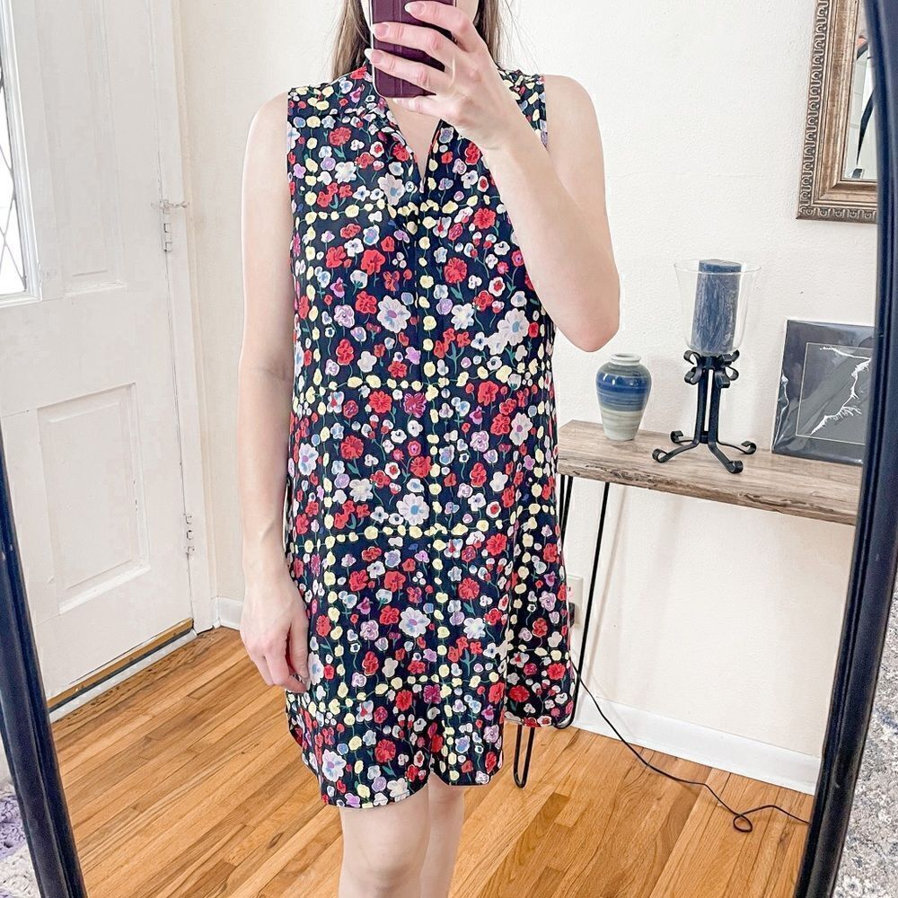 Equipment Femme Janna Silk Dress Floral Grid S